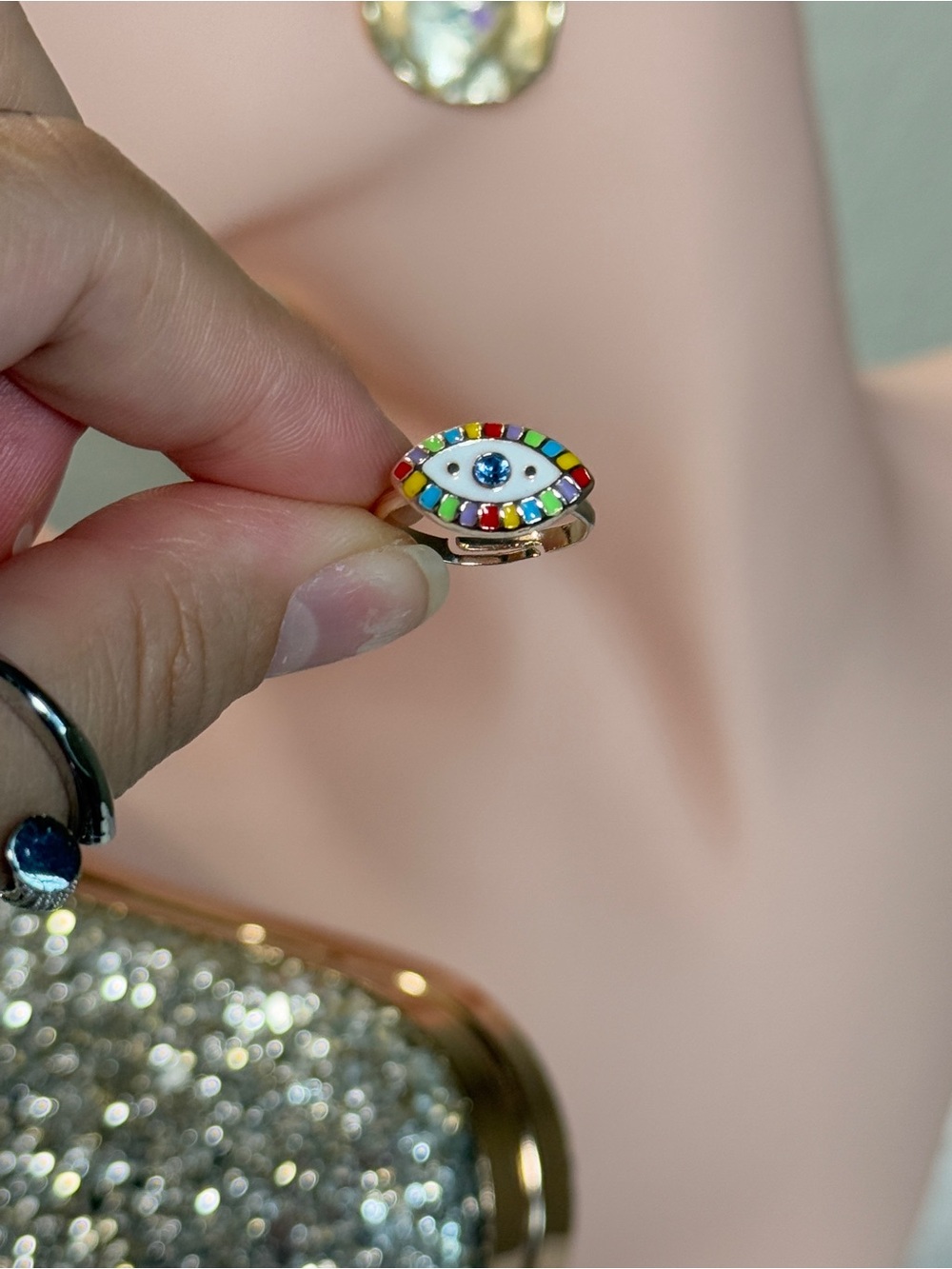 Multicolor Evil Eye Ring - Gold Tone Women’s Jewelry